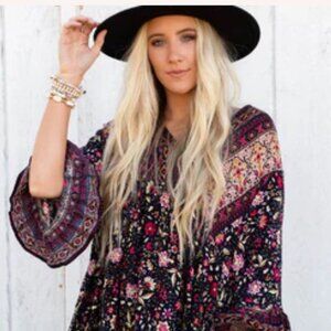 Women's Essential Boho Tunic Top - Navy